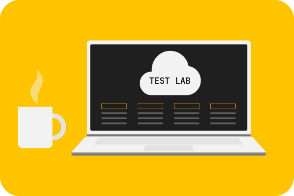 屏幕上显示 Test Lab 的笔记本电脑